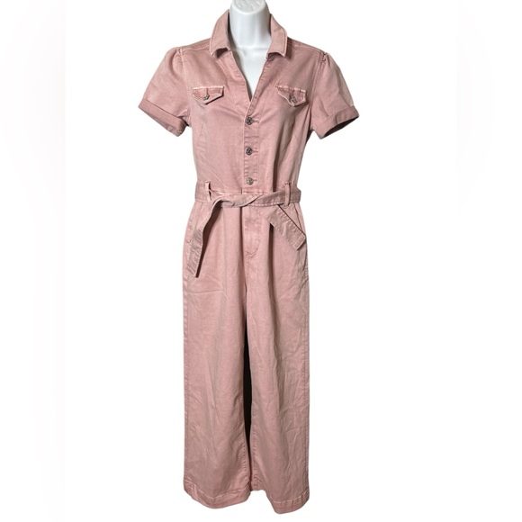 Paige Anessa Pink Cropped Wide-Leg Jumpsuit Anthropologie Women’s Size 2 - Picture 2 of 13